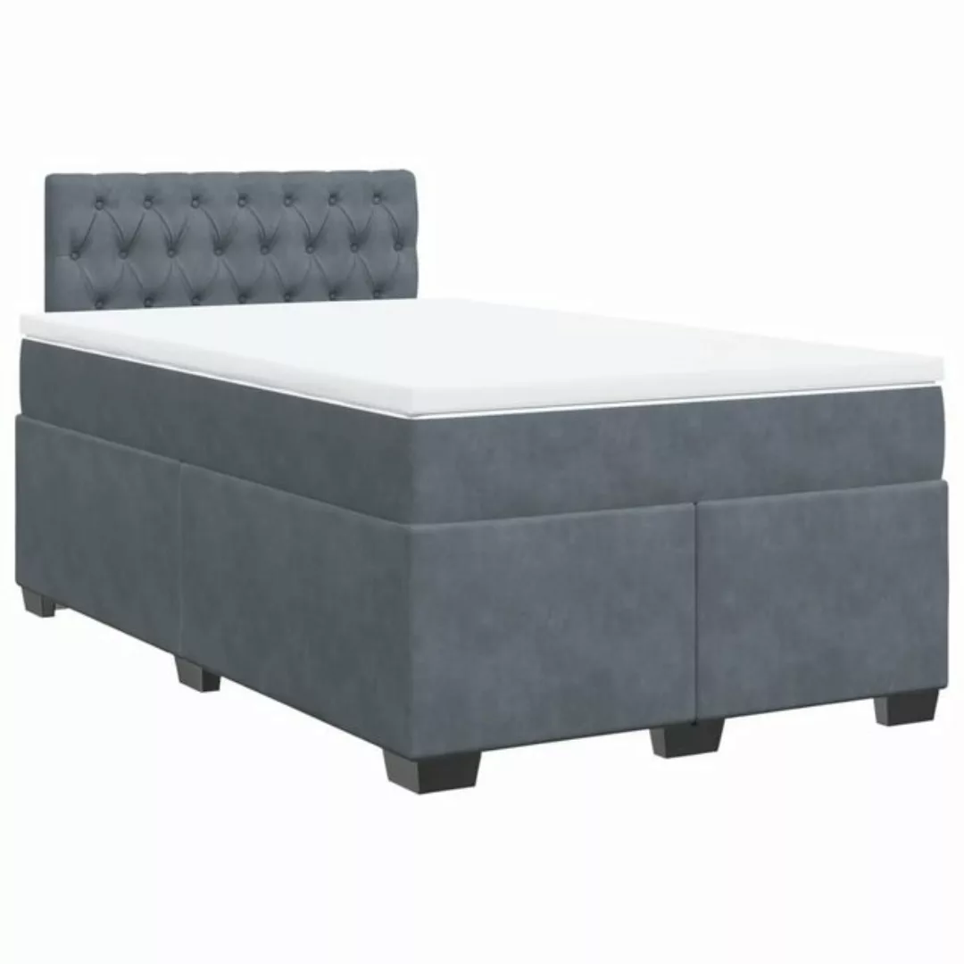 vidaXL Bett Boxspringbett mit Matratze Dunkelgrau 120x190 cm Samt günstig online kaufen