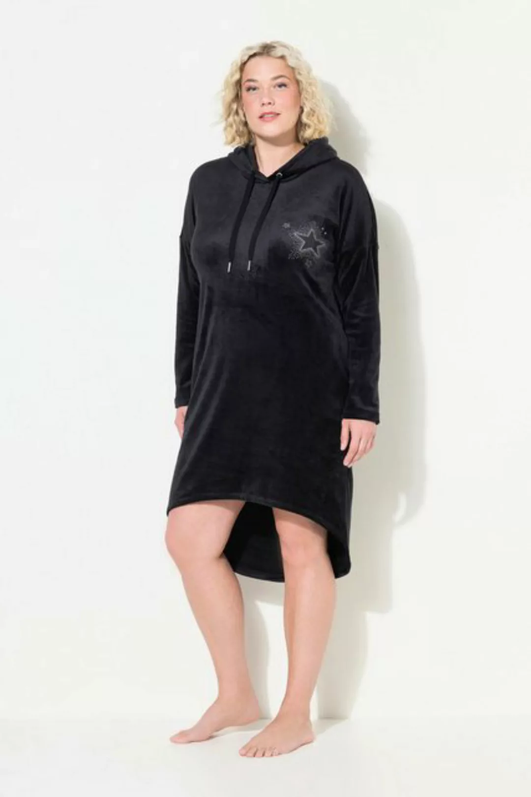 Ulla Popken Jerseykleid Loungewear-Nickikleid Kapuze Langarm recycelt günstig online kaufen