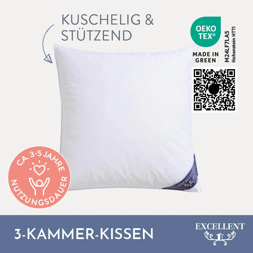 Excellent 3-Kammer-Kopfkissen »Wien«, Füllung: 60% Daunen / 40% Federn (Auß günstig online kaufen