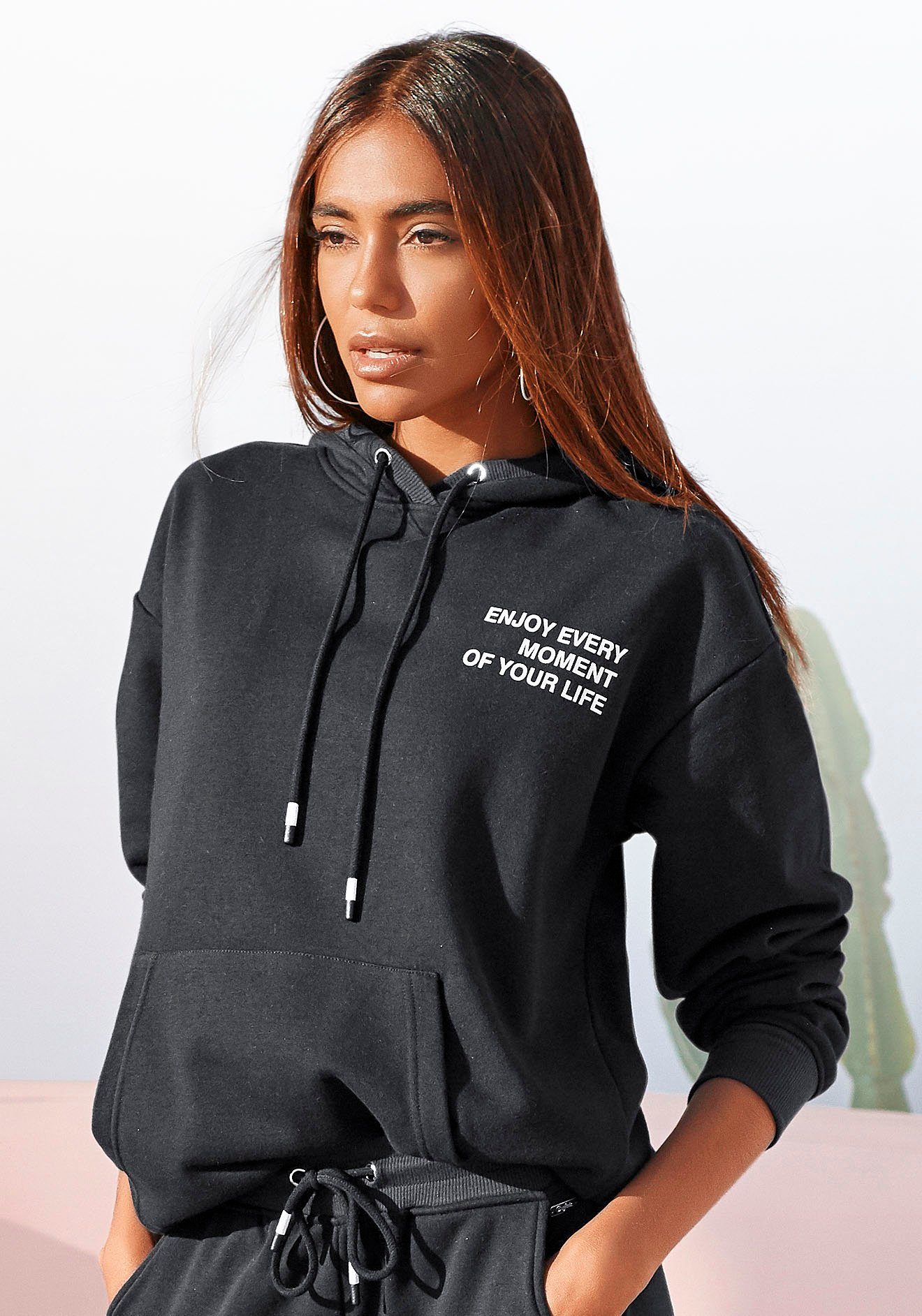 Buffalo Hoodie, mit Statement Druck, Loungeanzug günstig online kaufen