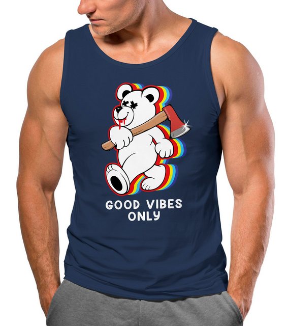 Neverless Tanktop Herren Tank-Top Good Vibes Only Teddy Bär Axt Sarkasmus T günstig online kaufen