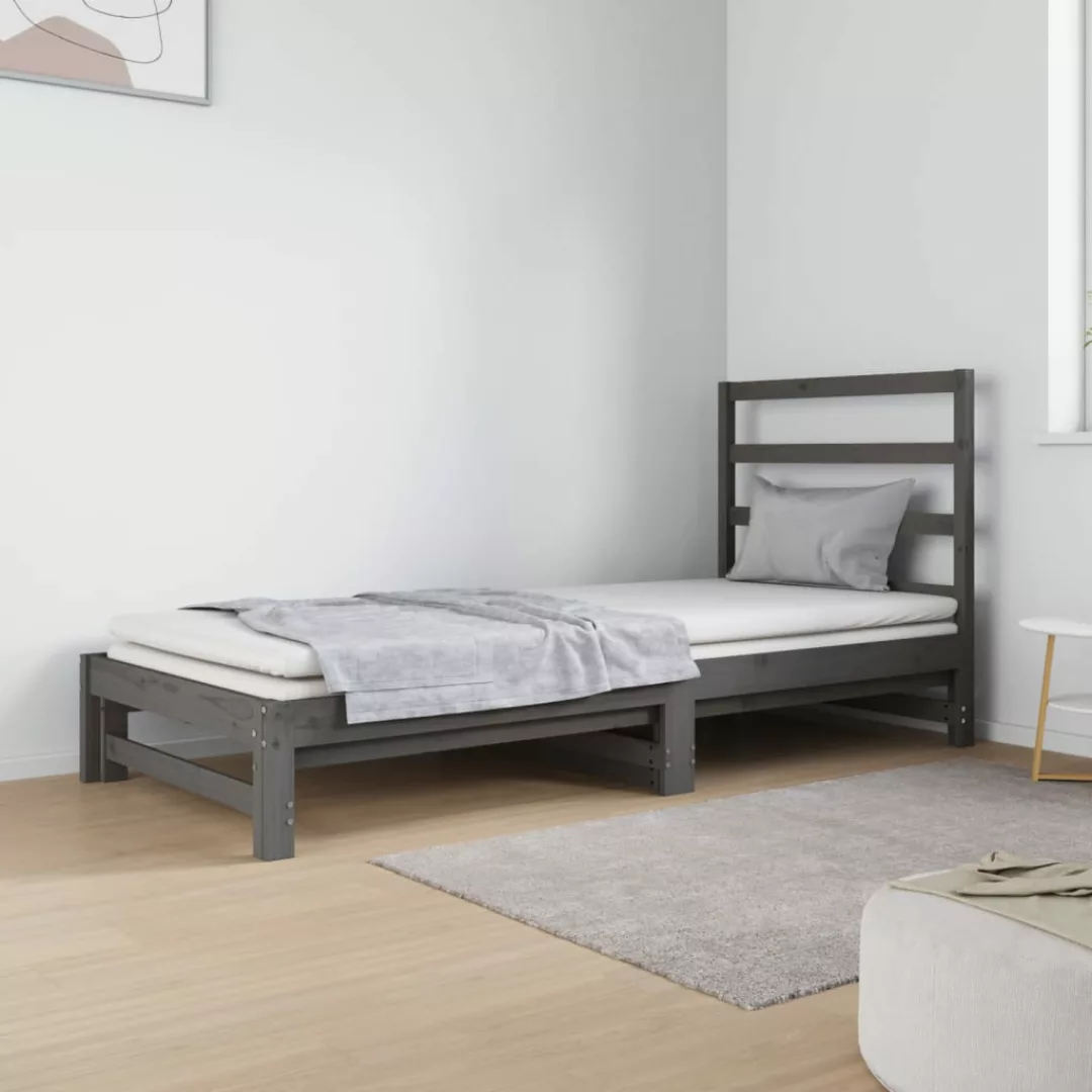 Vidaxl Tagesbett Ausziehbar Grau 2x(90x190) Cm Massivholz Kiefer günstig online kaufen