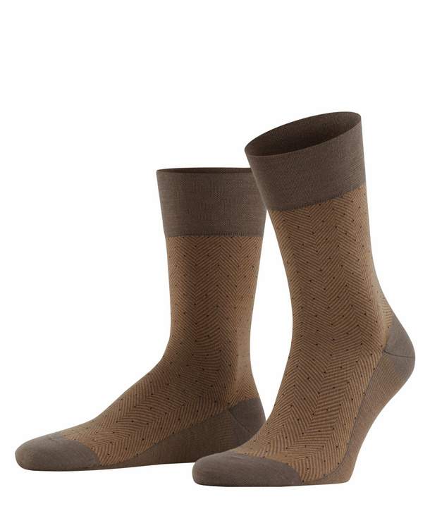 FALKE Sensitive Herringbone Herren Socken, 43-44, Braun, AnderesMuster, Sch günstig online kaufen