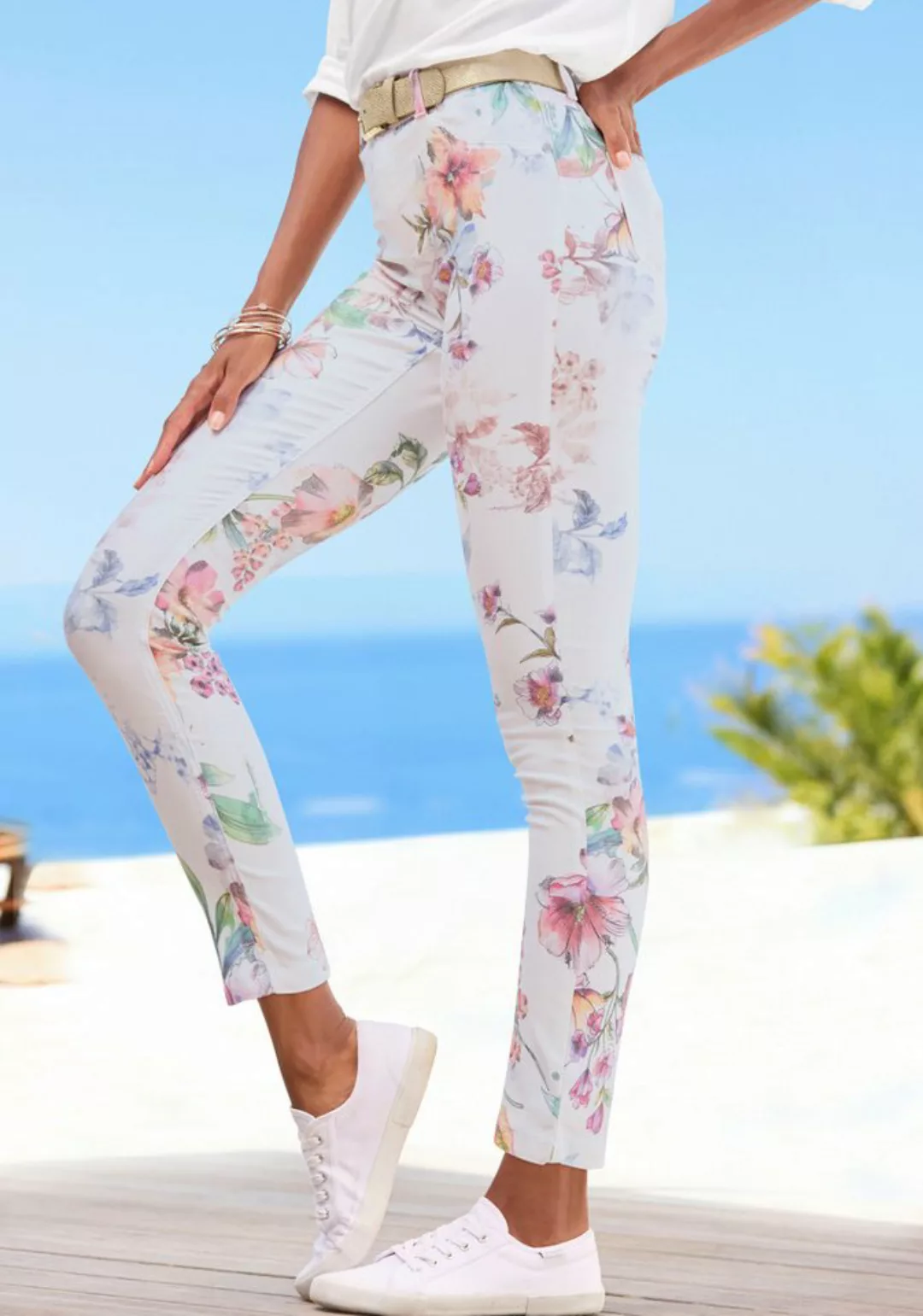 LASCANA 7/8-Jeggings mit Blumenprint, Skinny Jeans aus elastischem Baumwoll günstig online kaufen