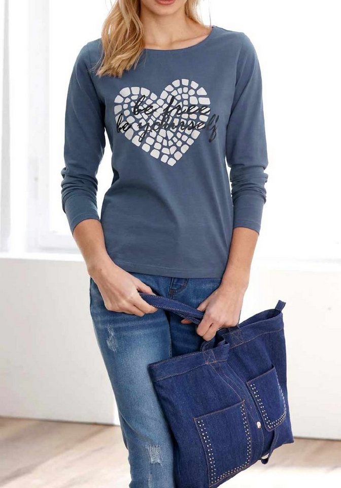 heine T-Shirt LINEA TESINI Damen Designer-Druckshirt, nachtblau günstig online kaufen