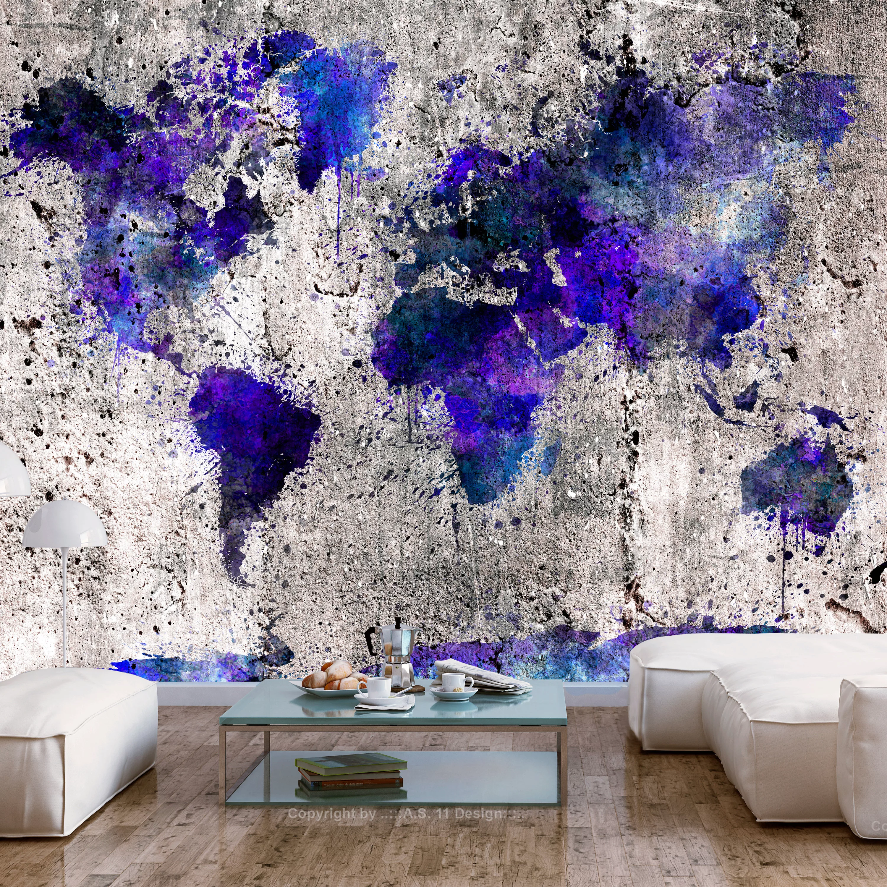 Selbstklebende Fototapete - World Map: Ink Blots günstig online kaufen