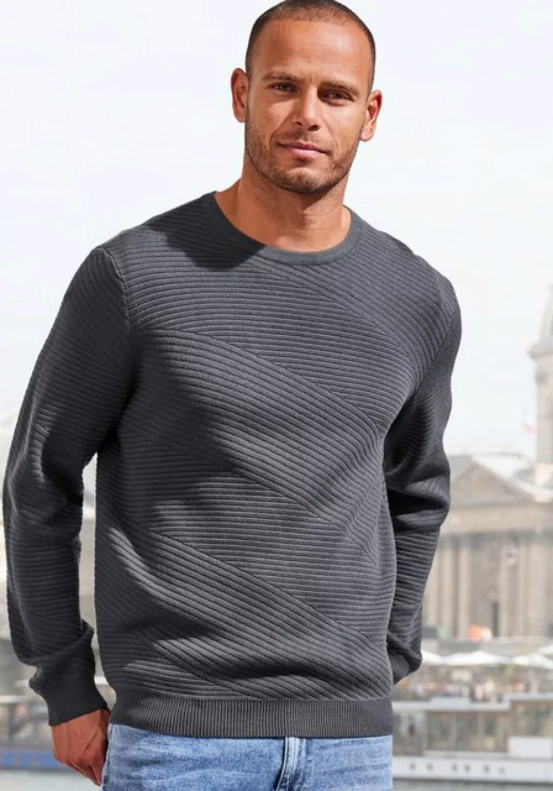 John Devin Strickpullover Pullover aus weichem Strukturstrick günstig online kaufen