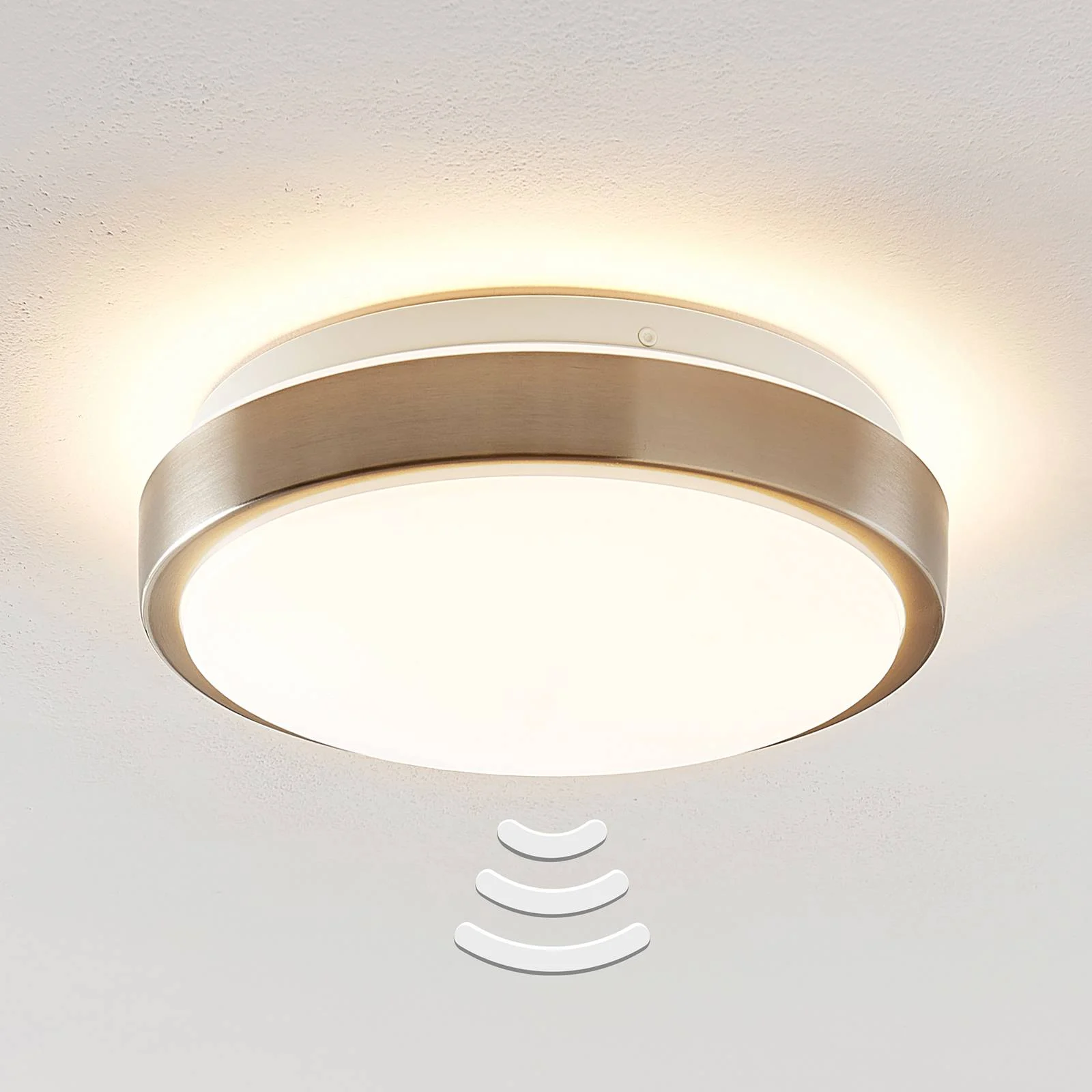 Lindby Camille LED-Sensor-Deckenlampe Ø26cm nickel günstig online kaufen