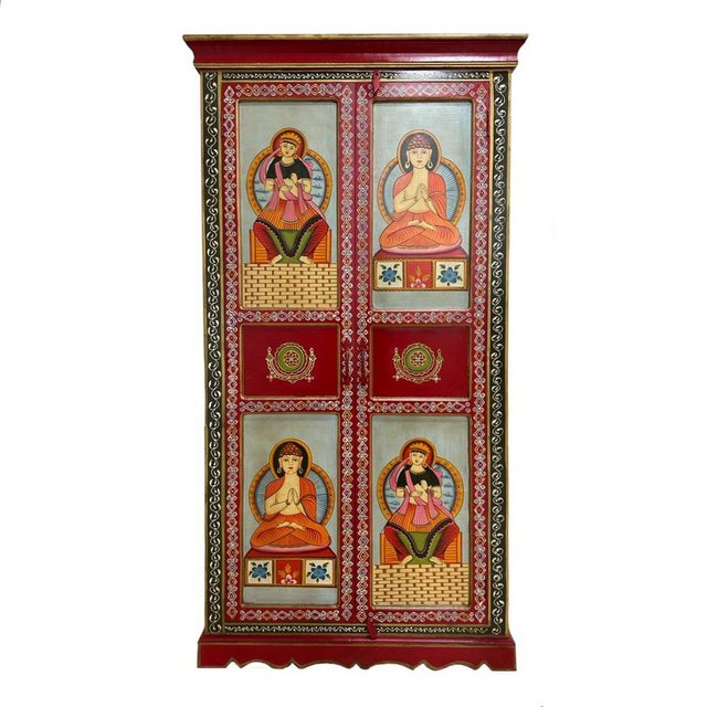 Oriental Galerie Mehrzweckschrank Tibet Wandschrank Nyima Rot 175 cm günstig online kaufen