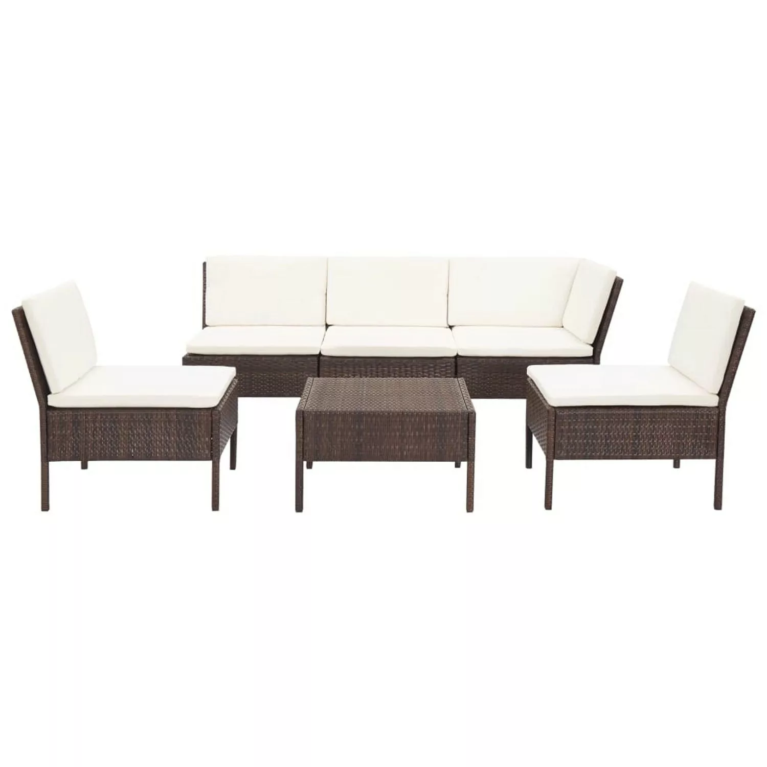 6-tlg. Garten-lounge-set Mit Auflagen Poly Rattan Braun günstig online kaufen