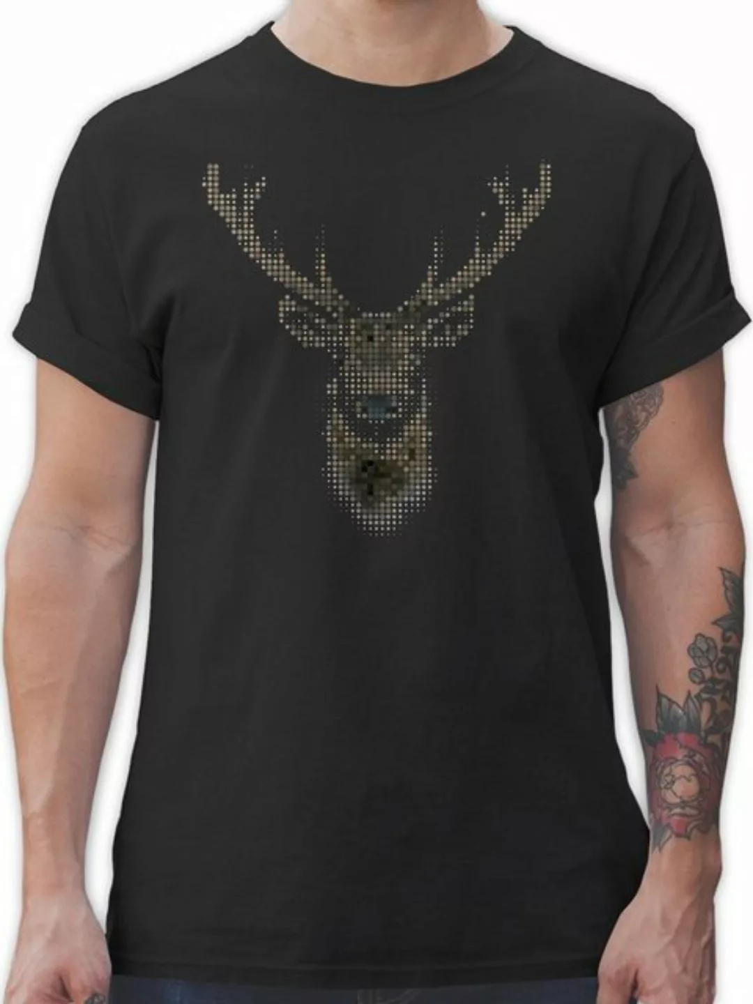 Shirtracer T-Shirt Hirsch Pixel Weihachten Kleidung günstig online kaufen