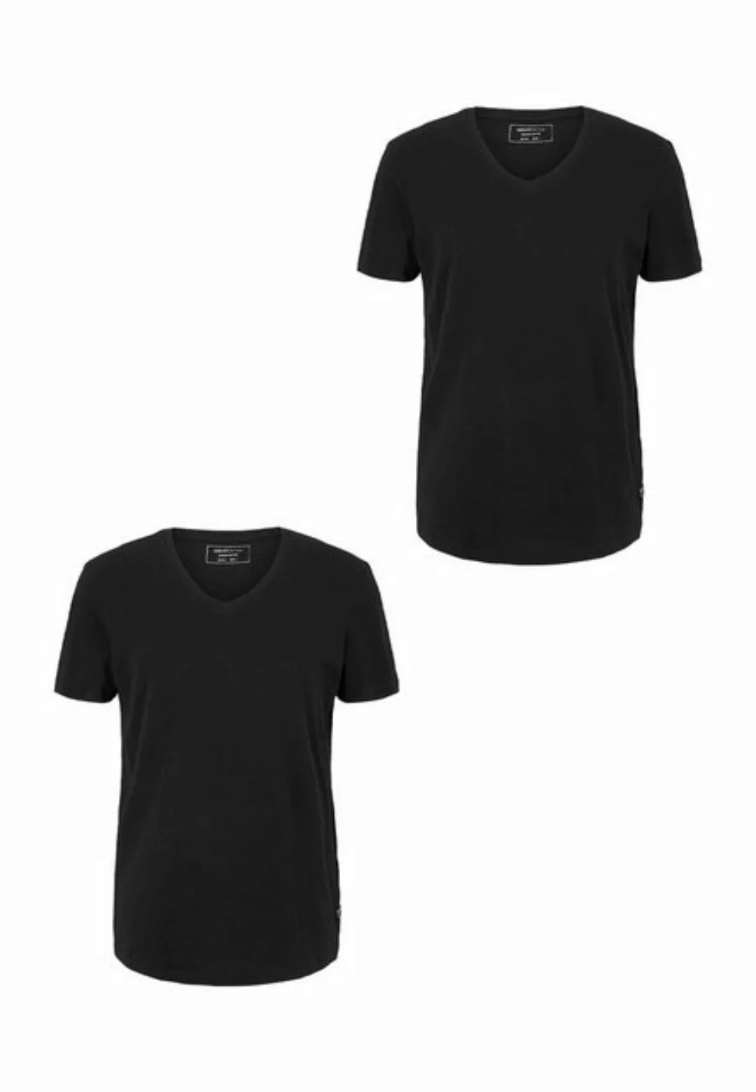 TOM TAILOR T-Shirt 2-er Set Basic T-Shirt (2-tlg) 5553 in Schwarz günstig online kaufen