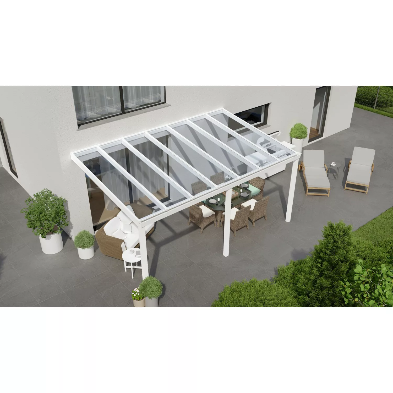 Terrassenüberdachung Professional 500 cm x 300 cm Weiß Glas günstig online kaufen
