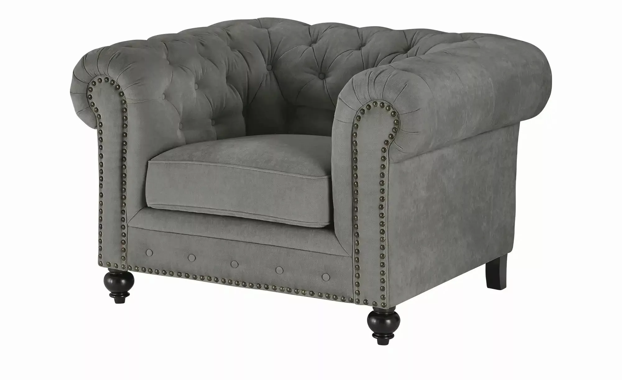 uno Sessel  Chesterfield Stoff ¦ grau ¦ Maße (cm): B: 124 H: 80 T: 100.0 Po günstig online kaufen