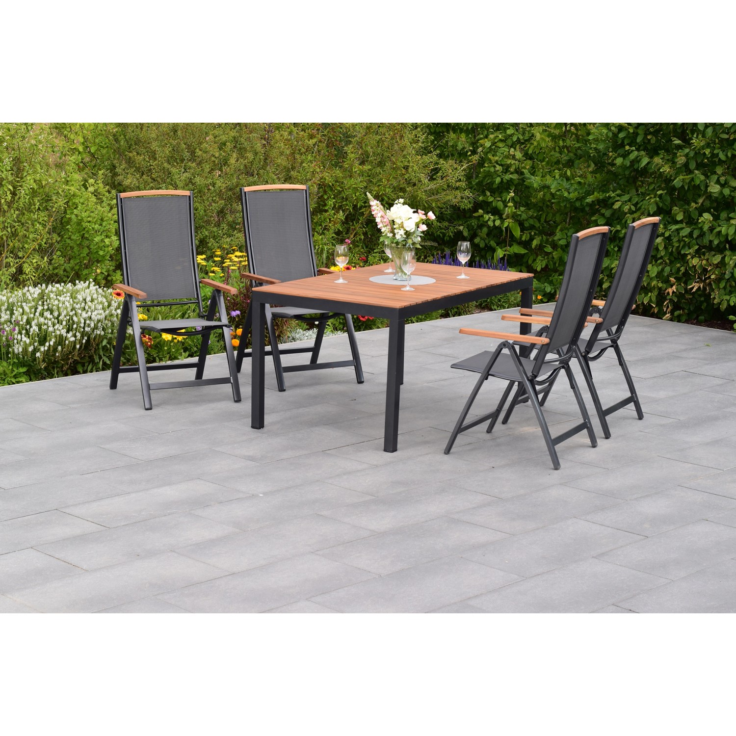 Merxx Gartenmöbelset Siena 5tlg. inkl. Klappsessel u. Tisch 150 x 90 cm günstig online kaufen