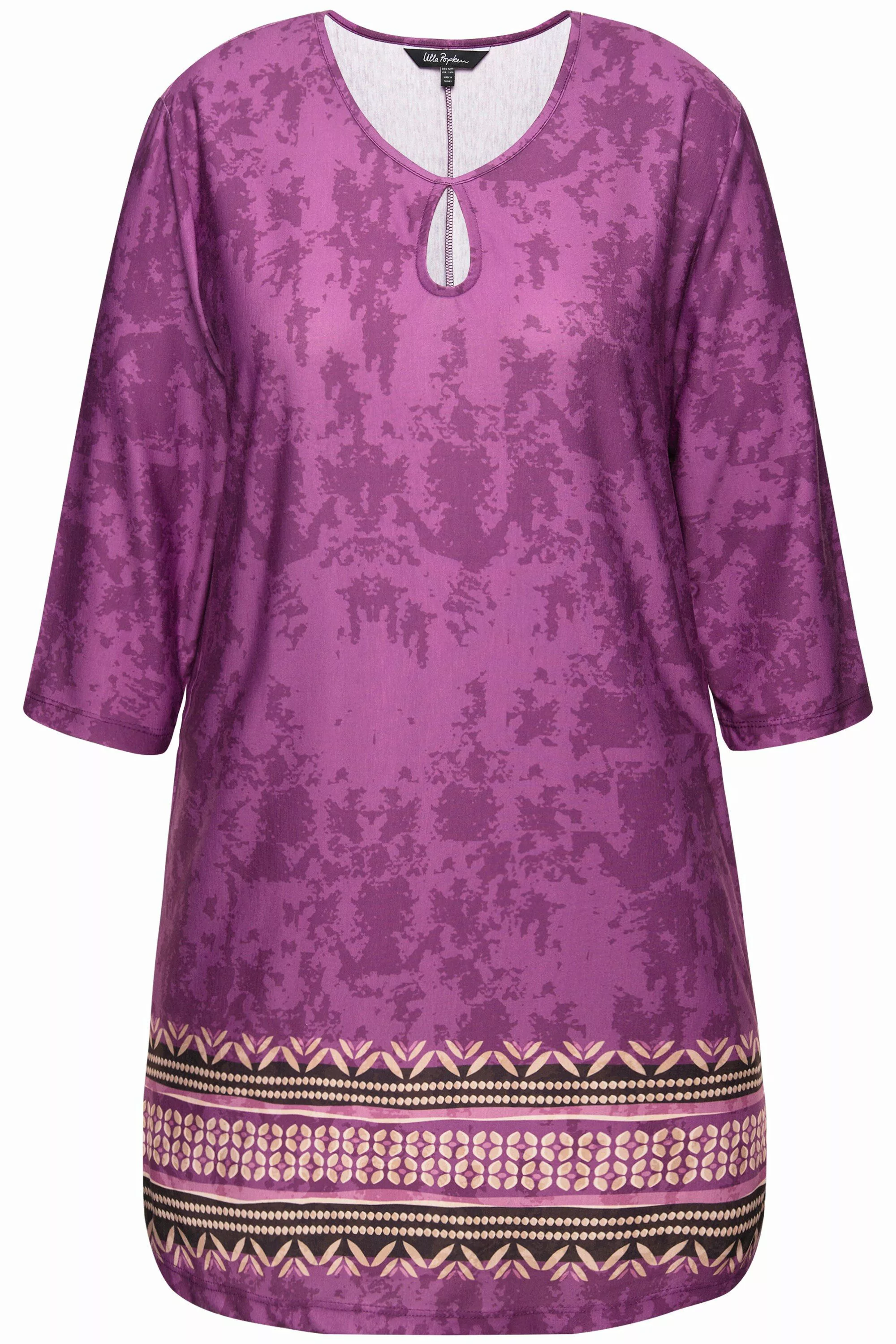 Ulla Popken Longshirt Longshirt A-Linie Alloverdruck günstig online kaufen