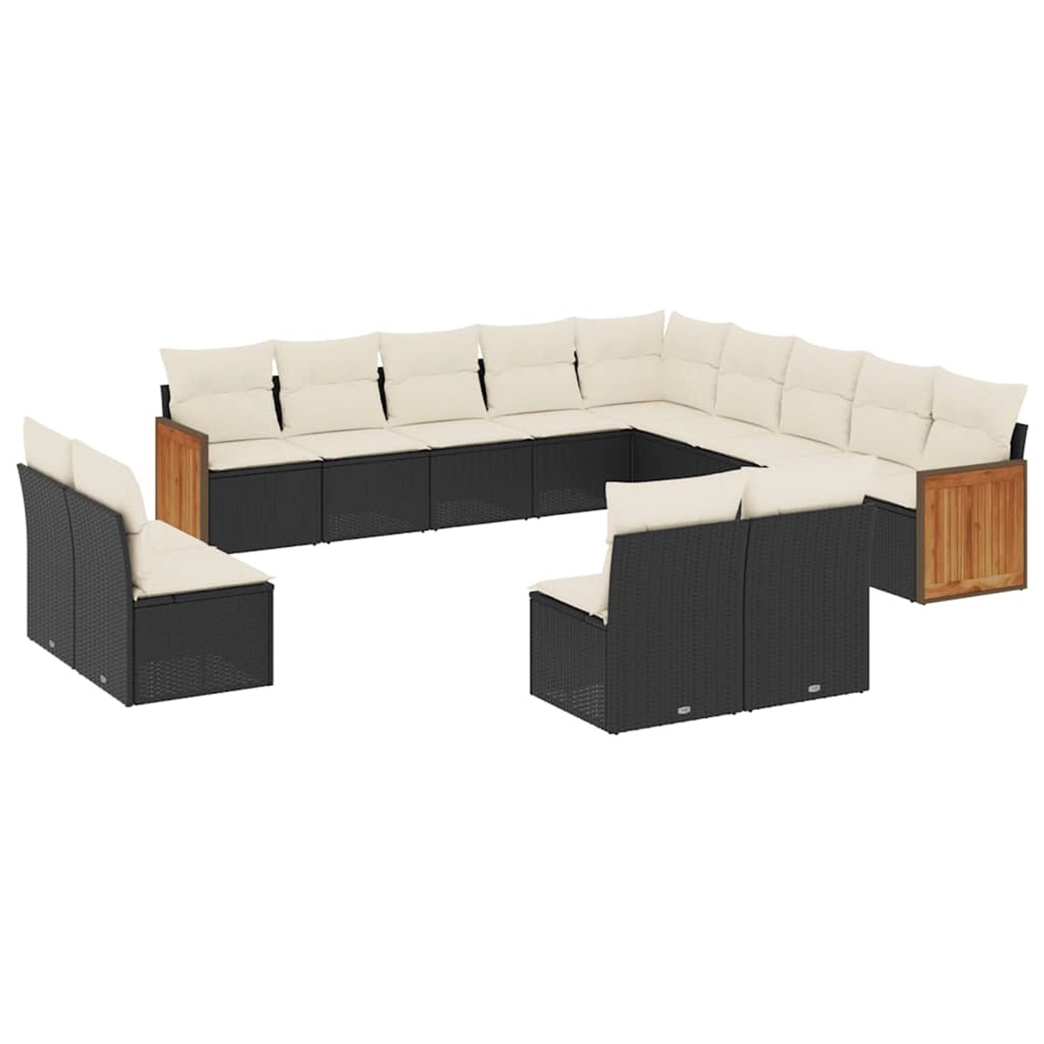 vidaXL 13-Tlg Garten-Sofagarnitur mit Kissen Schwarz Poly Rattan 3260565 günstig online kaufen