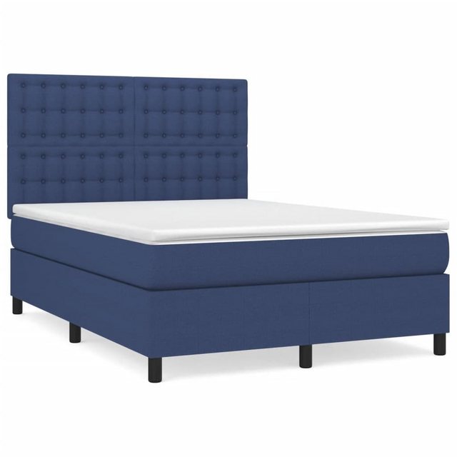 vidaXL Bettgestell Boxspringbett mit Matratze Blau 140x190 cm Stoff Bett Be günstig online kaufen