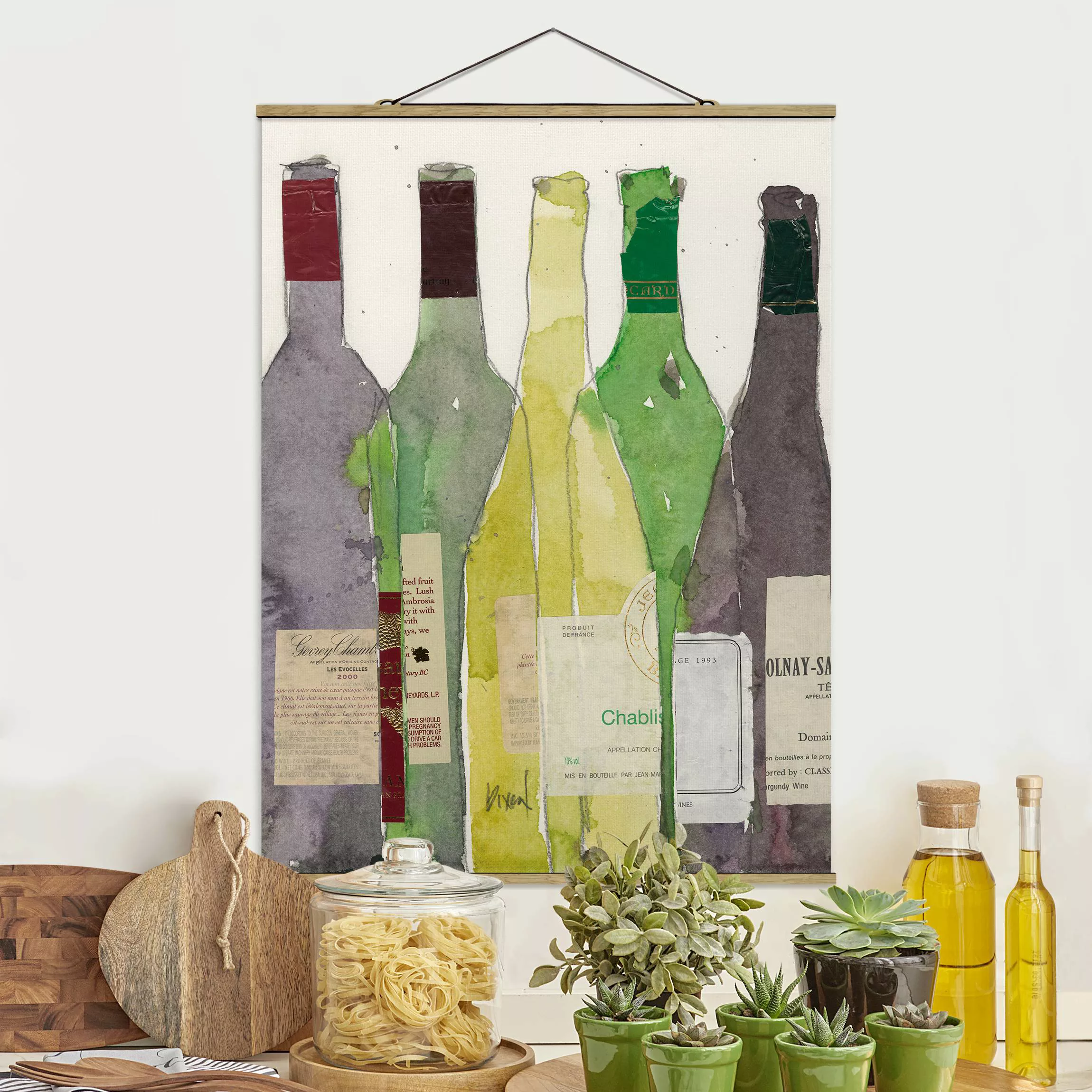 Stoffbild Küche mit Posterleisten - Hochformat Wein & Spirituosen III günstig online kaufen
