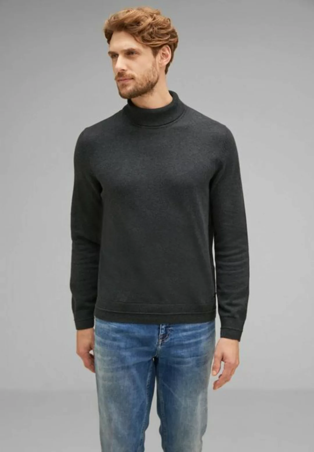 STREET ONE MEN Stehkragenpullover, in Melange Optik günstig online kaufen