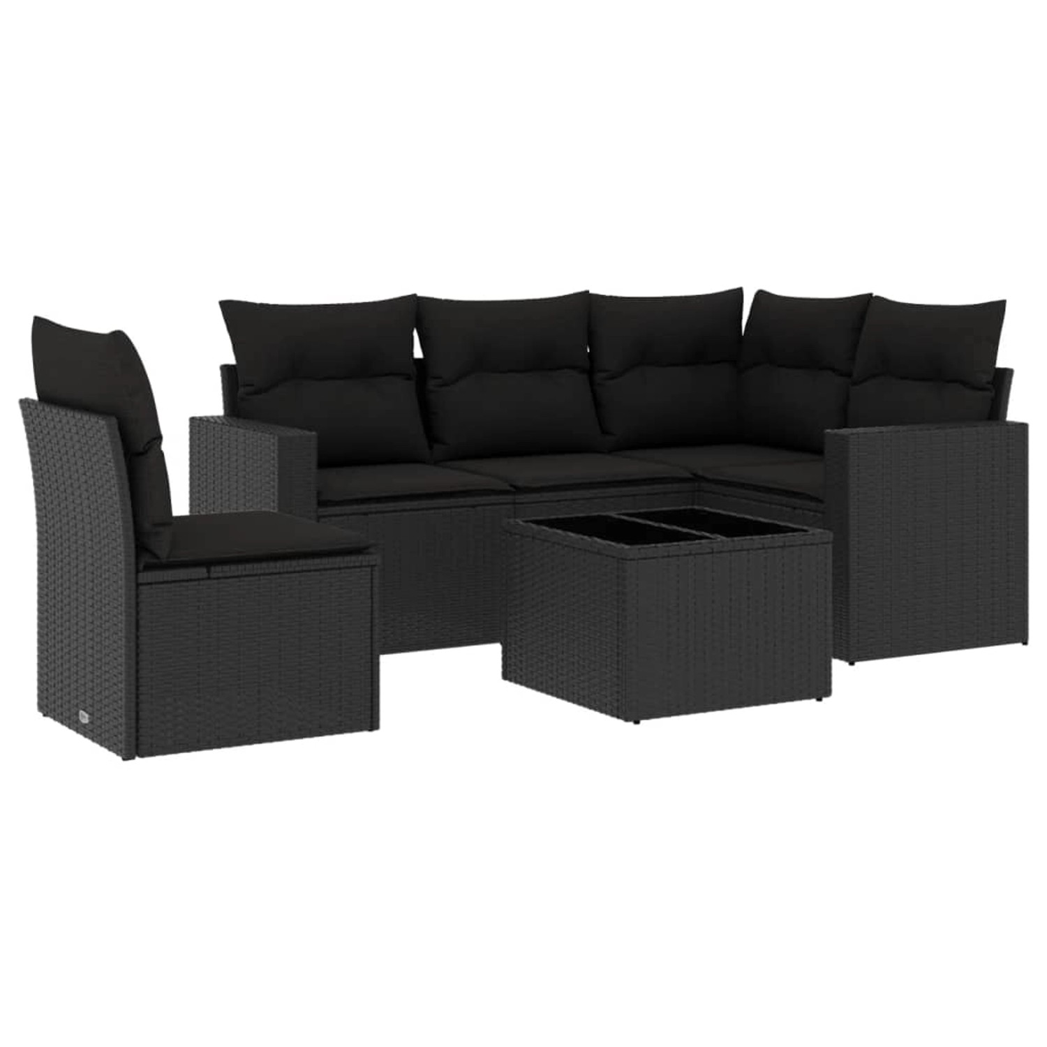 vidaXL 6-tlg Garten-Sofagarnitur mit Kissen Schwarz Poly Rattan Modell 33 günstig online kaufen