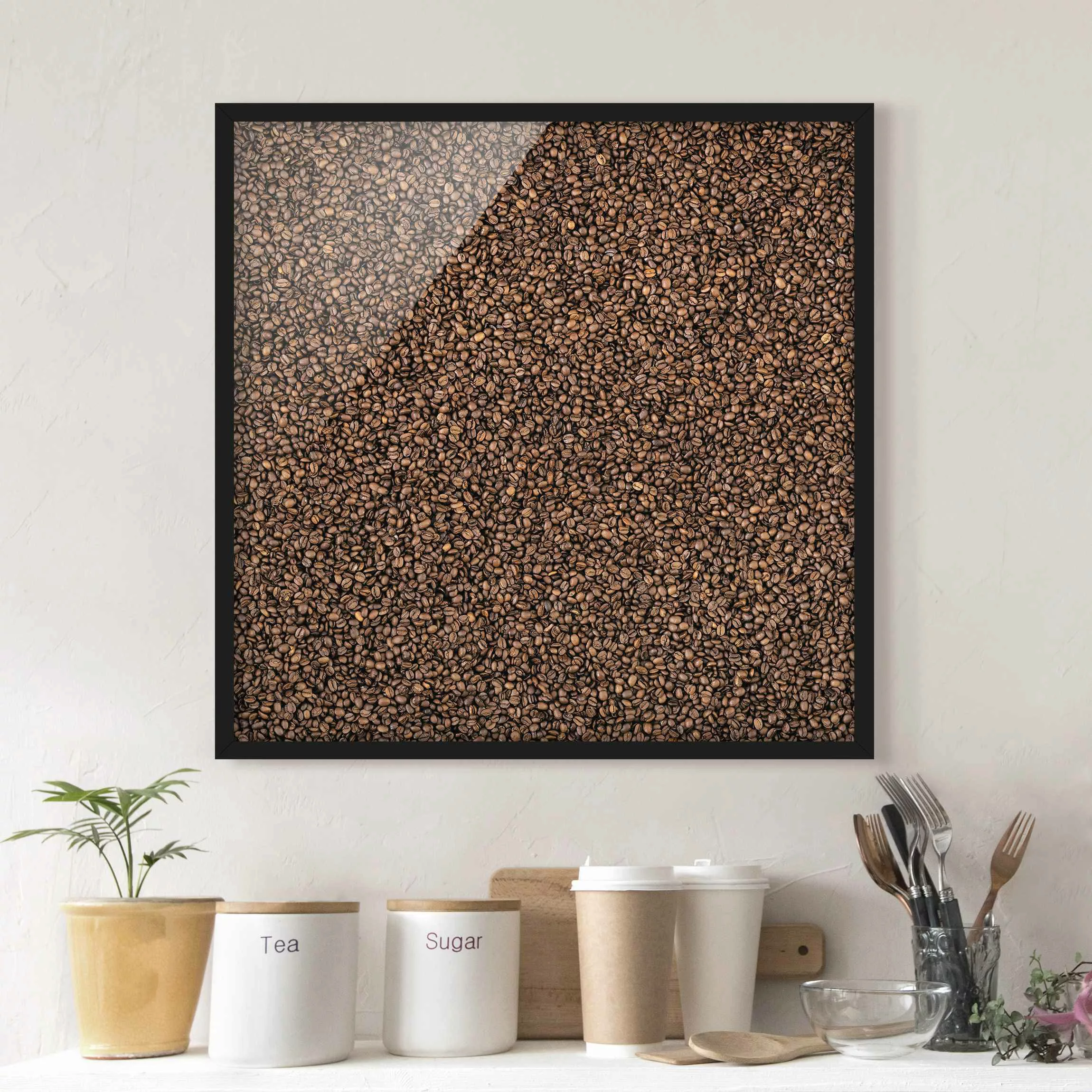 Bild mit Rahmen Küche - Quadrat Sea of Coffee günstig online kaufen