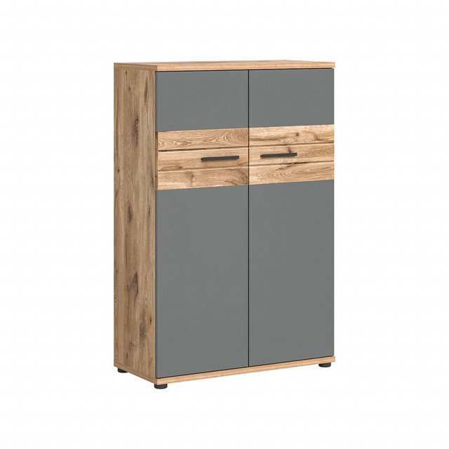 xonox.home Aktenschrank in Nox Oak / Basalt Grau - 80x122x37cm (BxHxT) günstig online kaufen