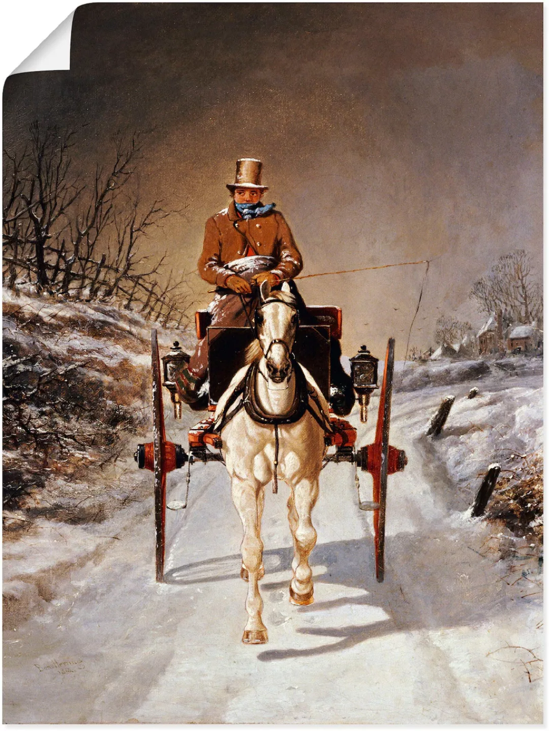 Artland Kunstdruck »Winterliche Kutschfahrt. 1862«, Kutschen, (1 St.), als günstig online kaufen