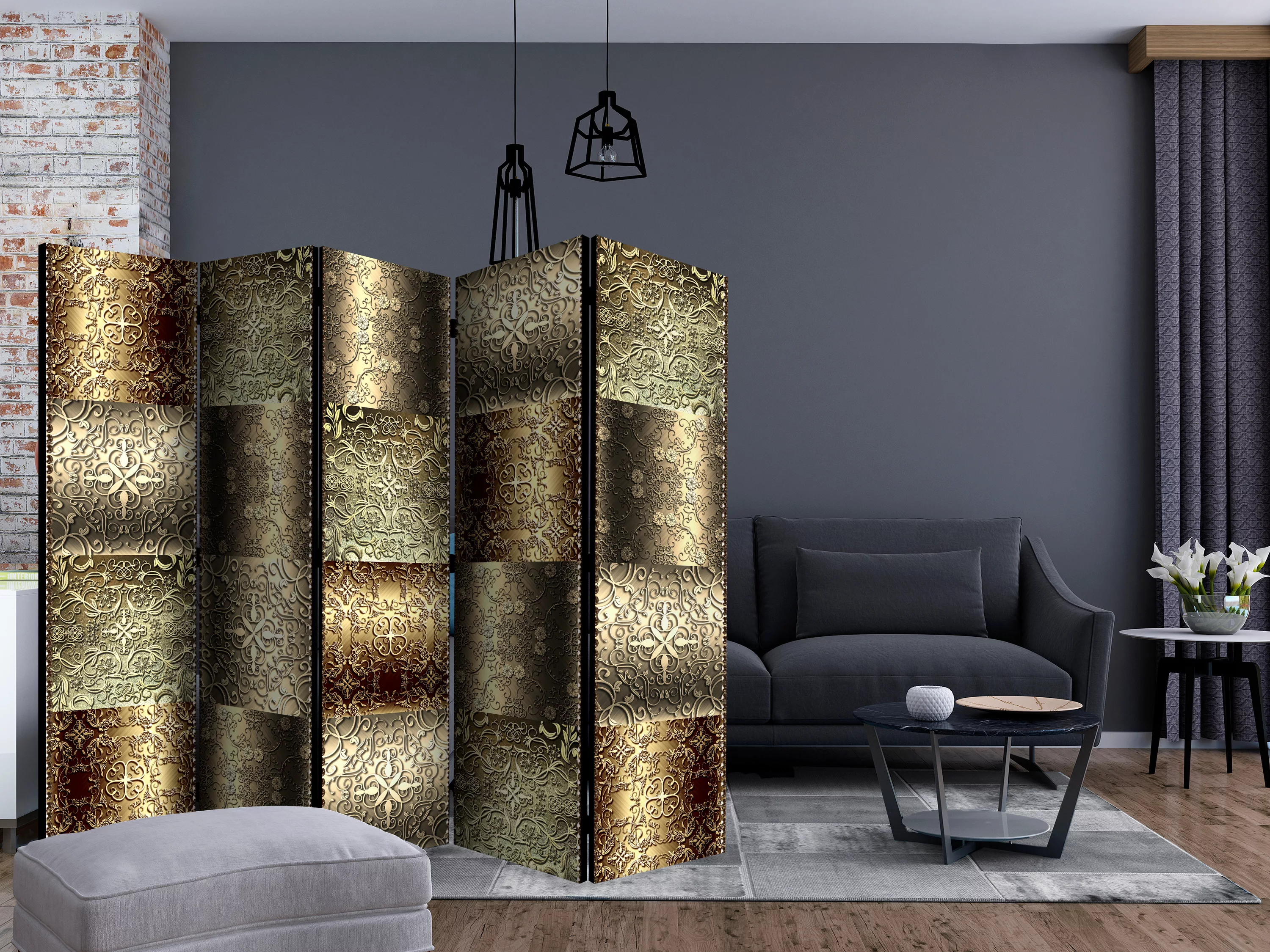 5-teiliges Paravent - Metal Plates Ii [room Dividers] günstig online kaufen