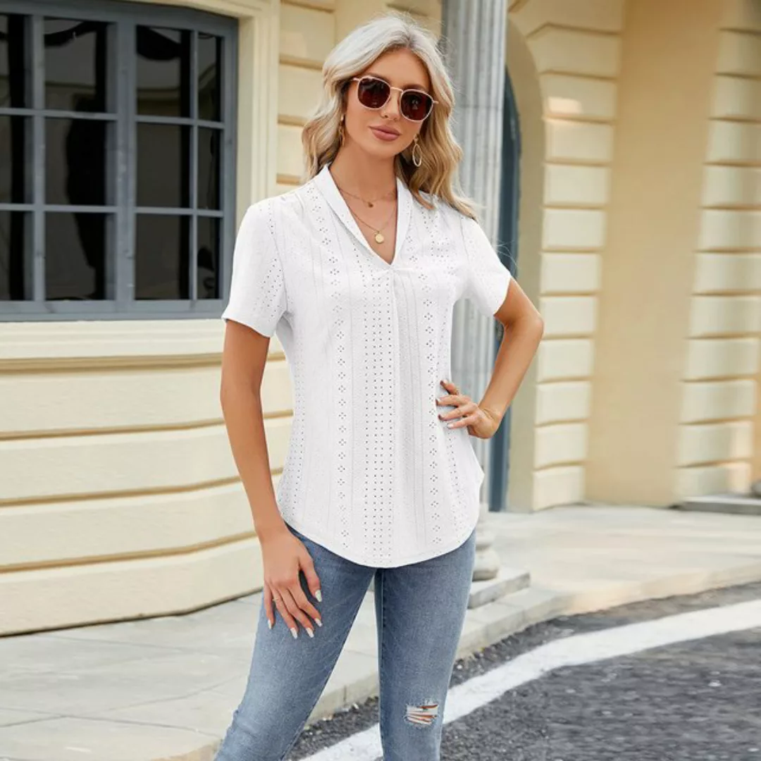 BlauWave Kurzarmshirt Kurzarmhemden für Damen V-Ausschnitt lässige Oberteil günstig online kaufen