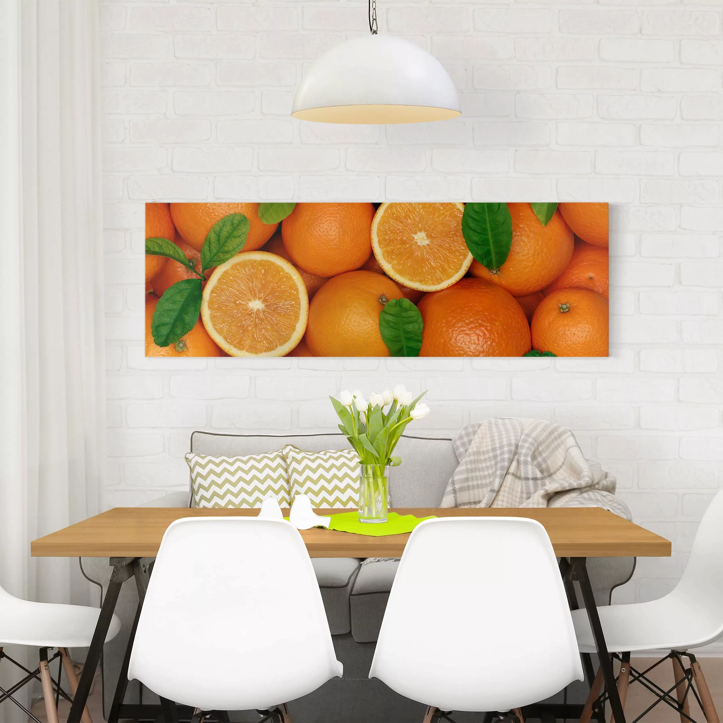 Leinwandbild - Panorama Saftige Orangen günstig online kaufen