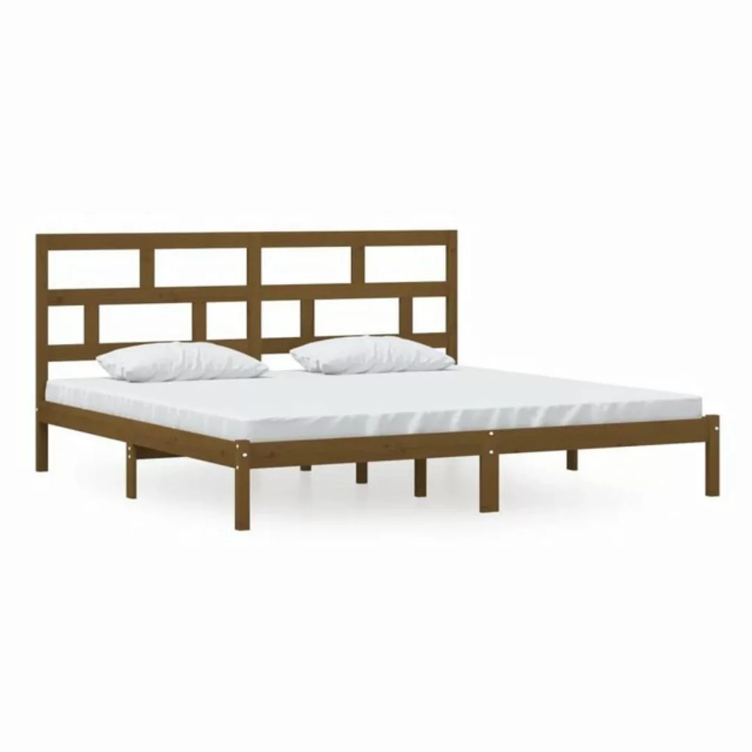 vidaXL Bettgestell Massivholzbett Honigbraun Kiefer 200x200 cm Doppelbett B günstig online kaufen