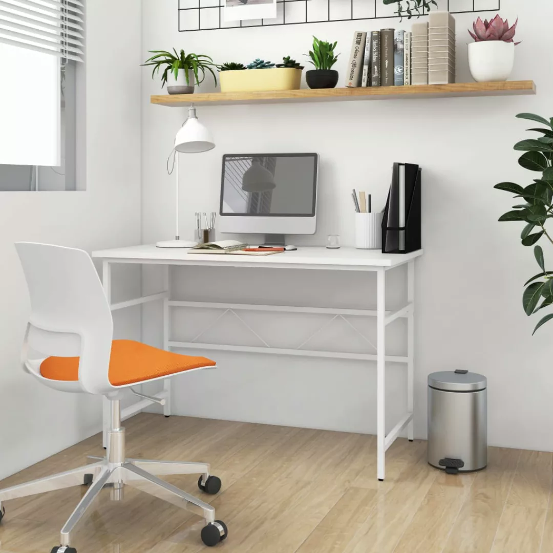 Computertisch Weiß 105x55x72 Cm Mdf Und Metall günstig online kaufen