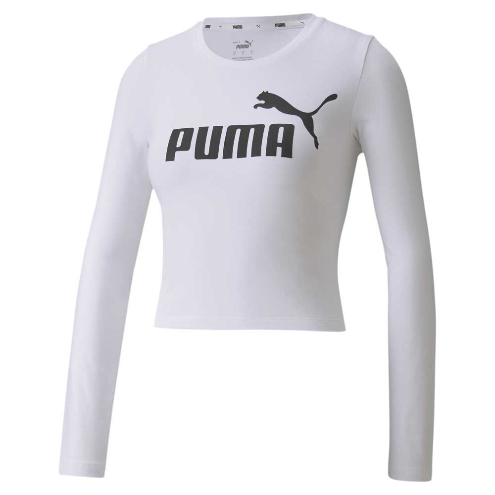Puma Ess+logo Fitted Langarm-t-shirt S Puma White günstig online kaufen
