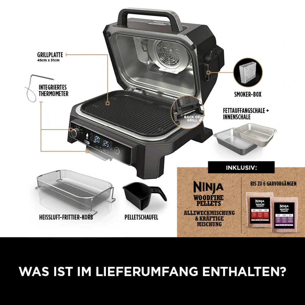 NINJA Elektrogrill "Woodfire OG850EU", 1700 W, Outdoor Grill, Smoker und He günstig online kaufen