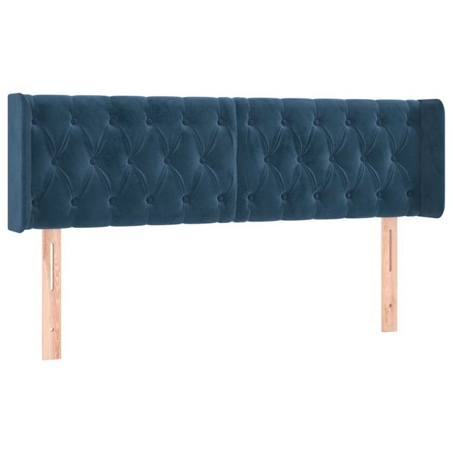 vidaXL Bett, Kopfteil mit Ohren Dunkelblau 163x16x78/88 cm Samt günstig online kaufen