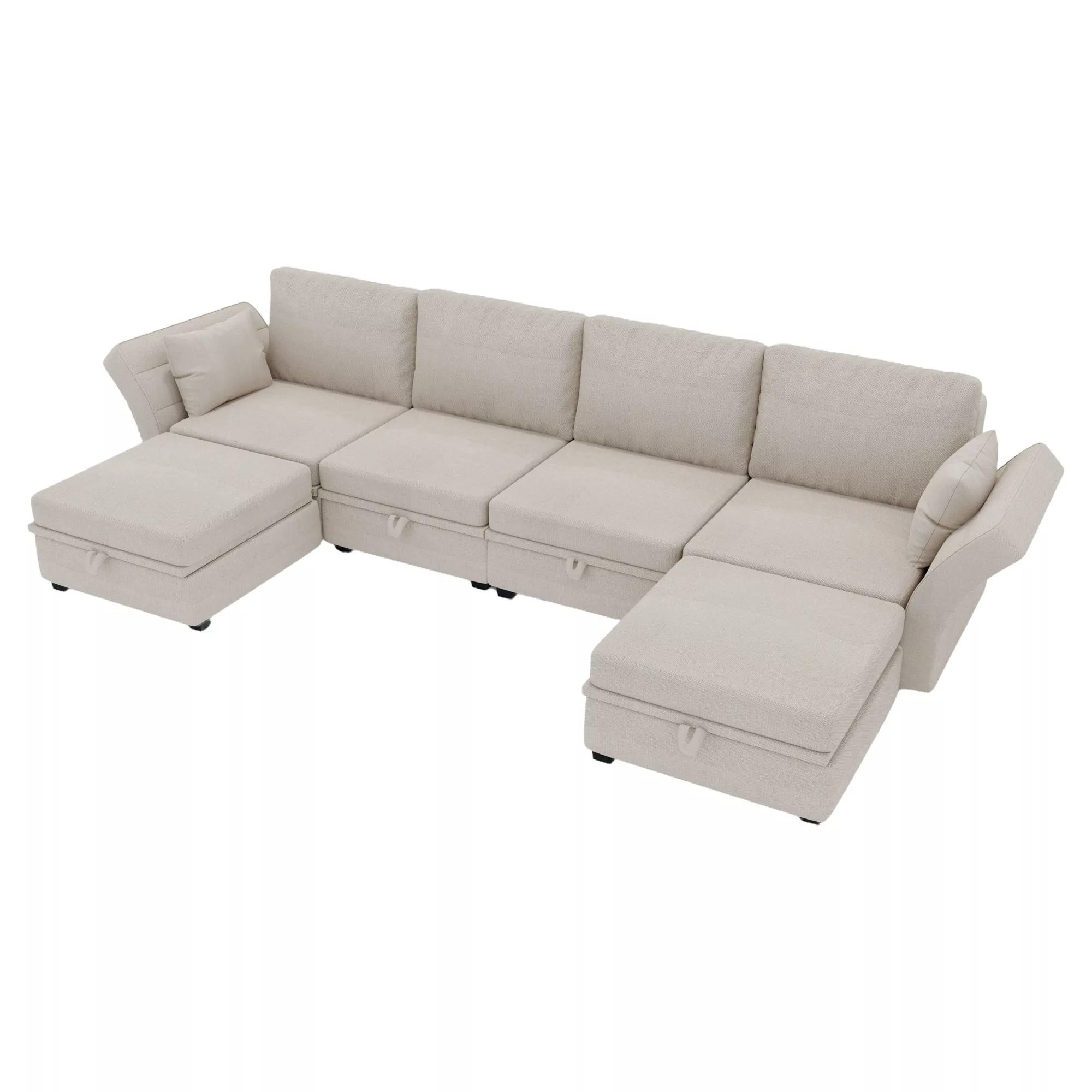 Modulares U-förmiges Ecksofa mit Stauraum, Panorama-Sofa, großes verstellba günstig online kaufen