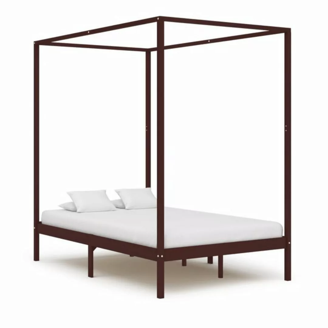 Himmelbett-gestell Dunkelbraun Massivholz Kiefer 120 X 200 Cm günstig online kaufen