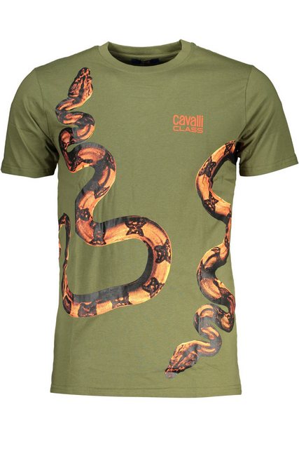 Cavalli Class T-Shirt Herren Kurzarm T-Shirt in Grün mit Rundhals und günstig online kaufen