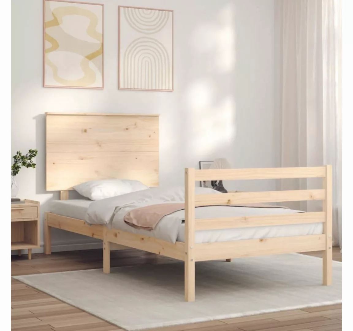 vidaXL Bett Massivholzbett mit Kopfteil 100x200 cm günstig online kaufen