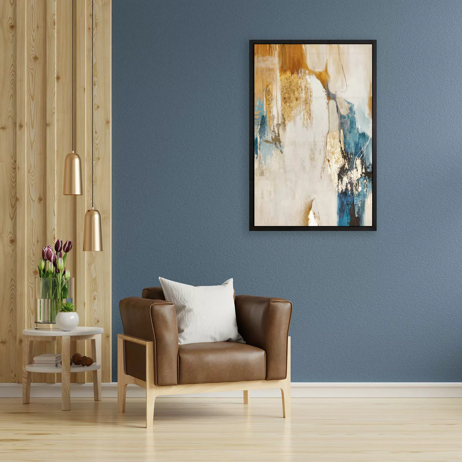 queence Leinwandbild »Abstrakt Beige und Gold«, Abstrakt-Abstrakte-Kunst-Mo günstig online kaufen