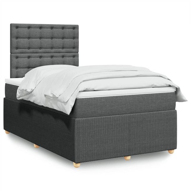 vidaXL Bettgestell Boxspringbett mit Matratze Dunkelgrau 120x200 cm Stoff B günstig online kaufen