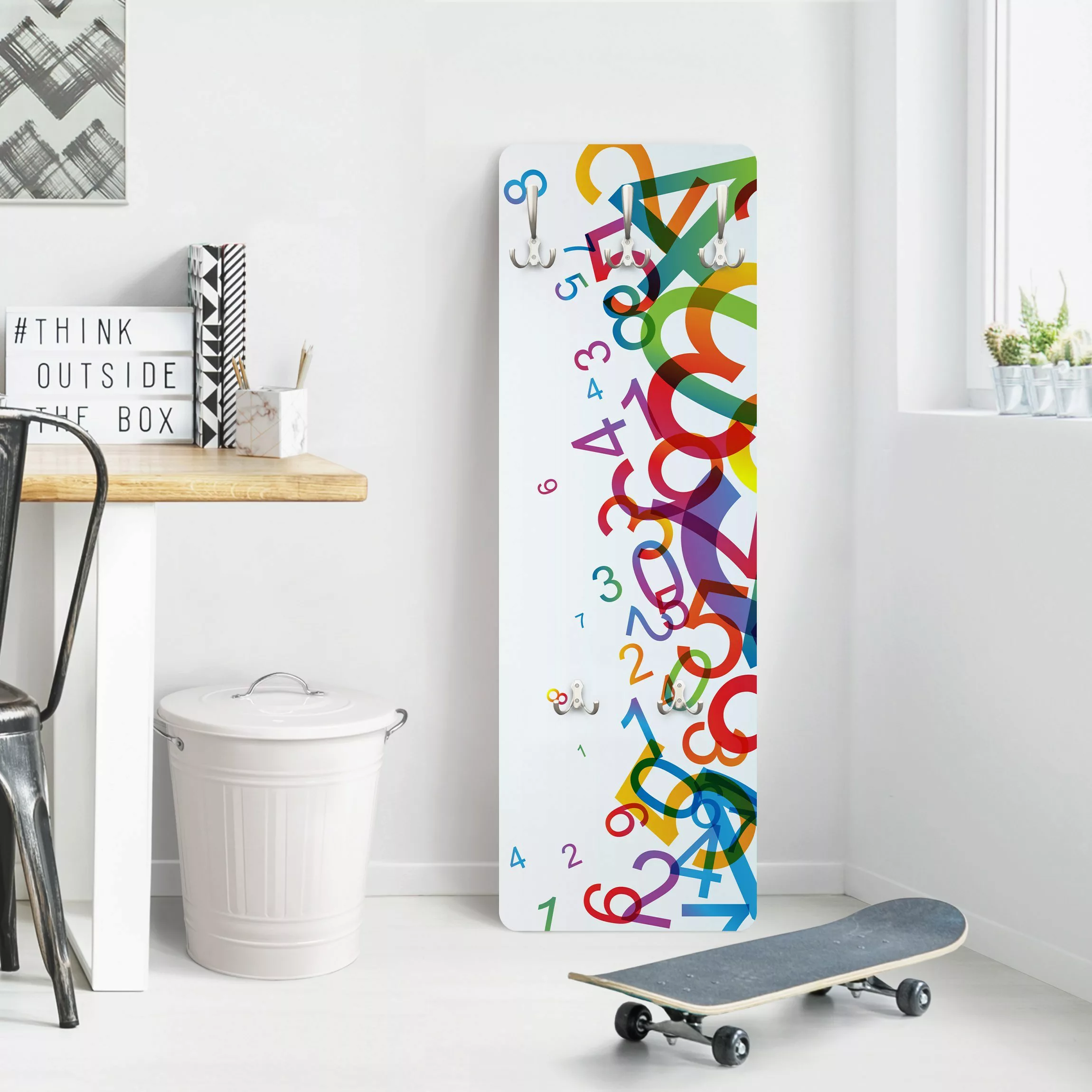 Wandgarderobe Holzpaneel Kinderzimmer Colourful Numbers günstig online kaufen