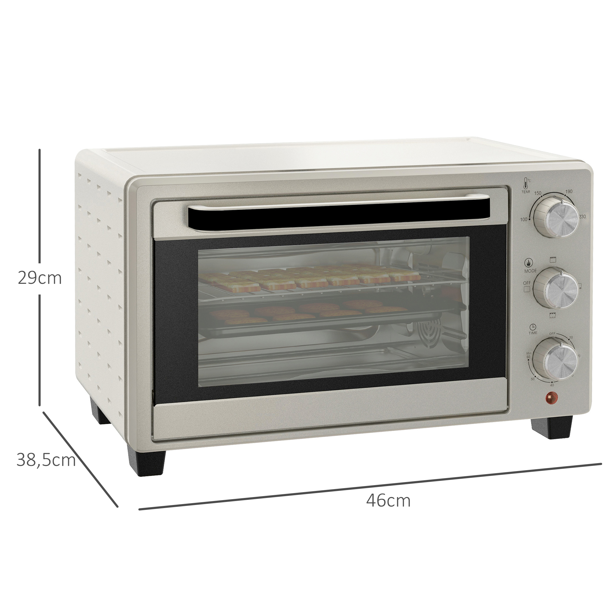 HOMCOM Minibackofen mit Drehspieß, Backofen kleine 21 L Toasterofen mit 1 D günstig online kaufen