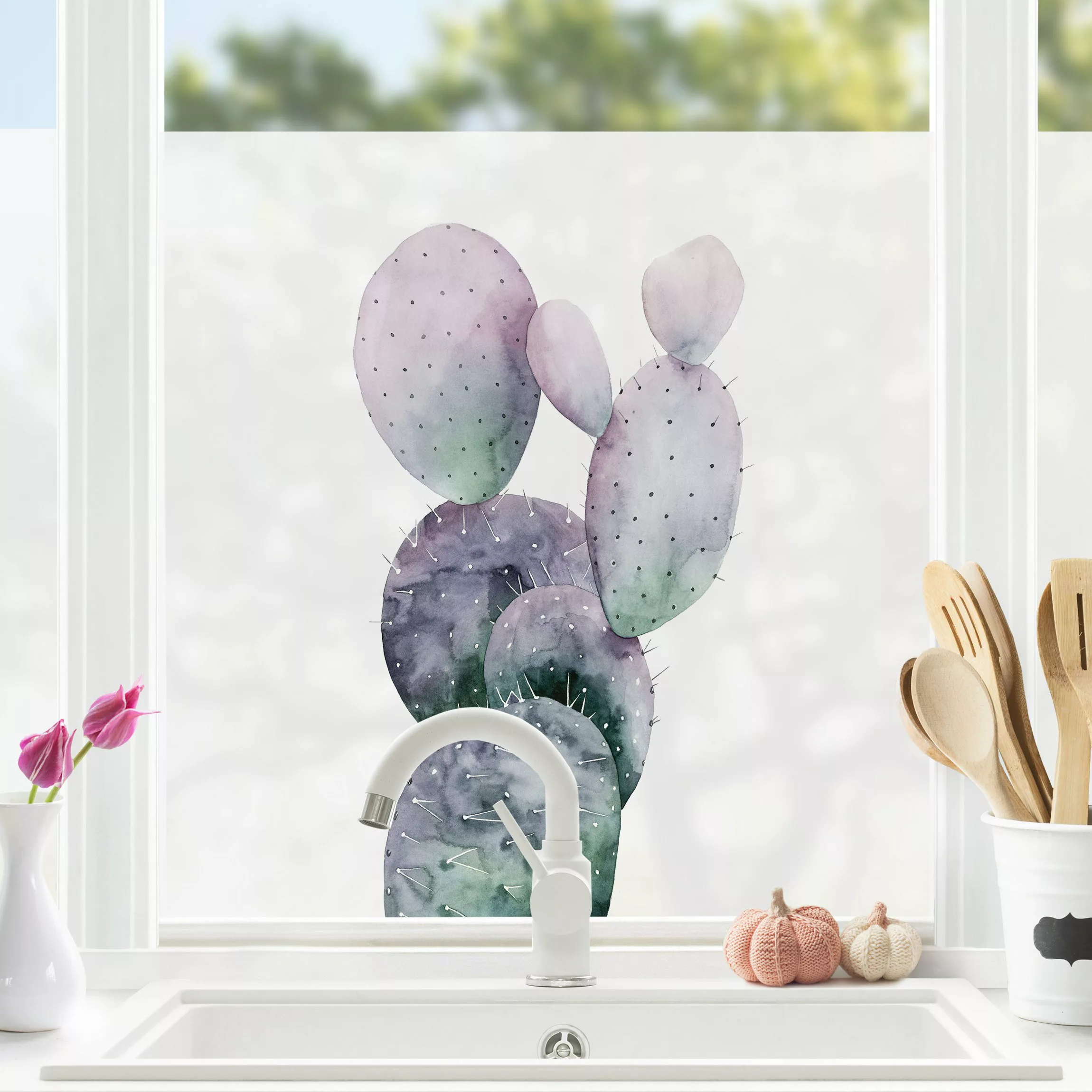 Fensterfolie Kaktus in Lila I günstig online kaufen