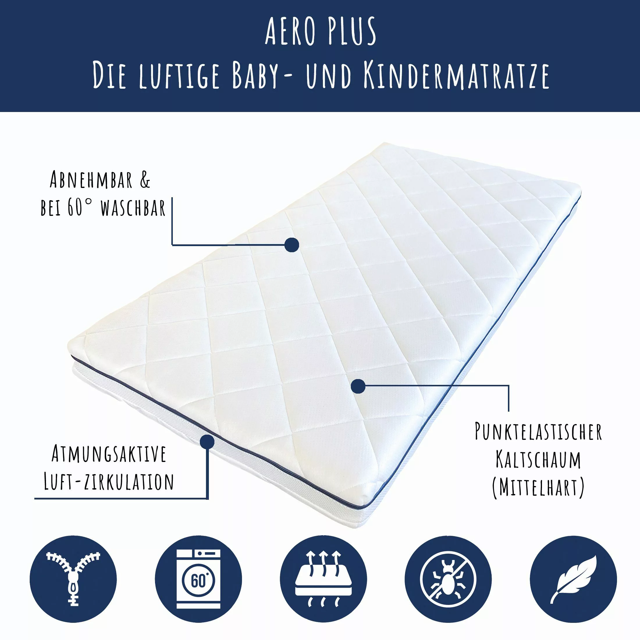 Kindermatratze AERO PLUS mit Ventilationsstreifen 60x120 günstig online kaufen