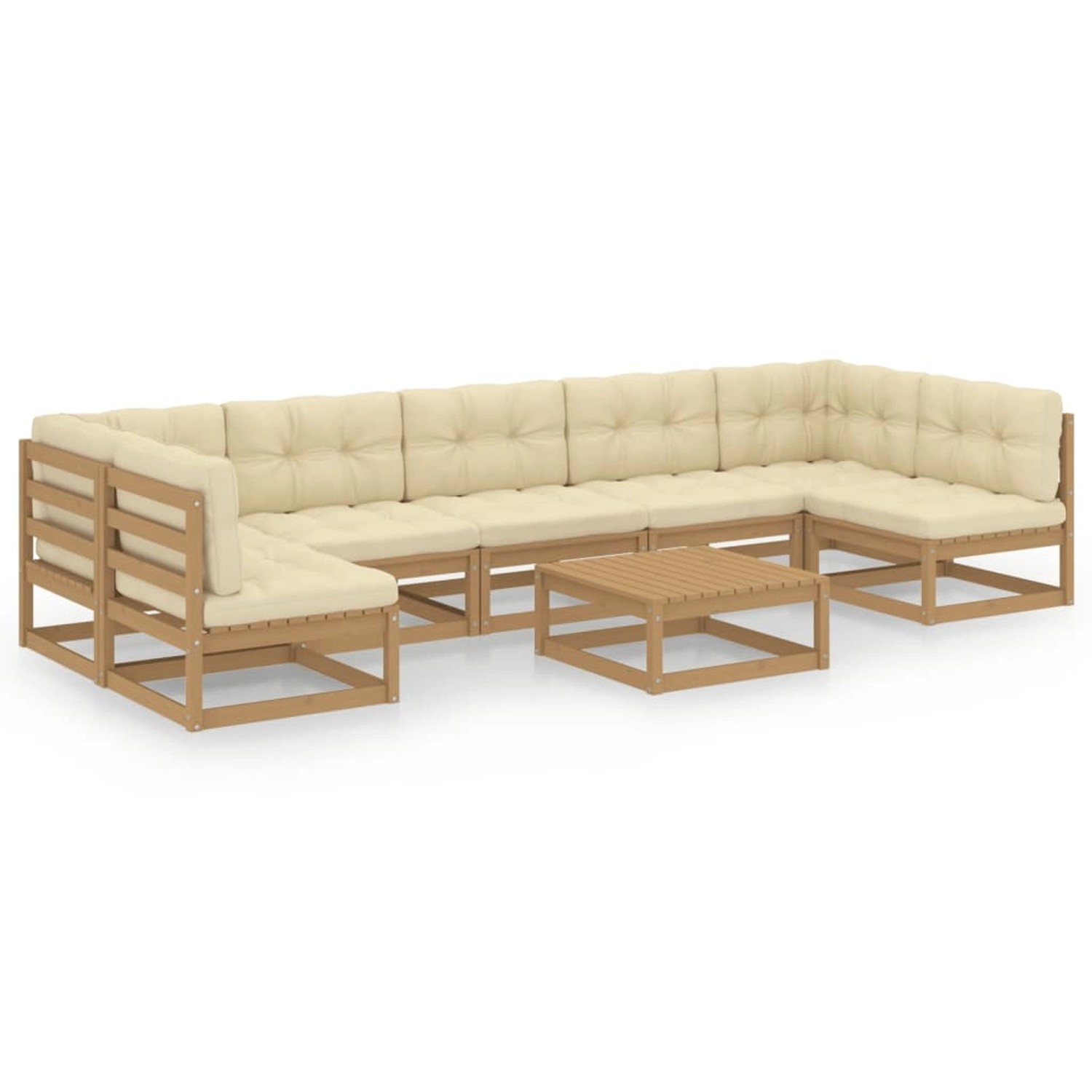 8-tlg. Garten-lounge-set Kissen Honigbraun Kiefer Massivholz günstig online kaufen