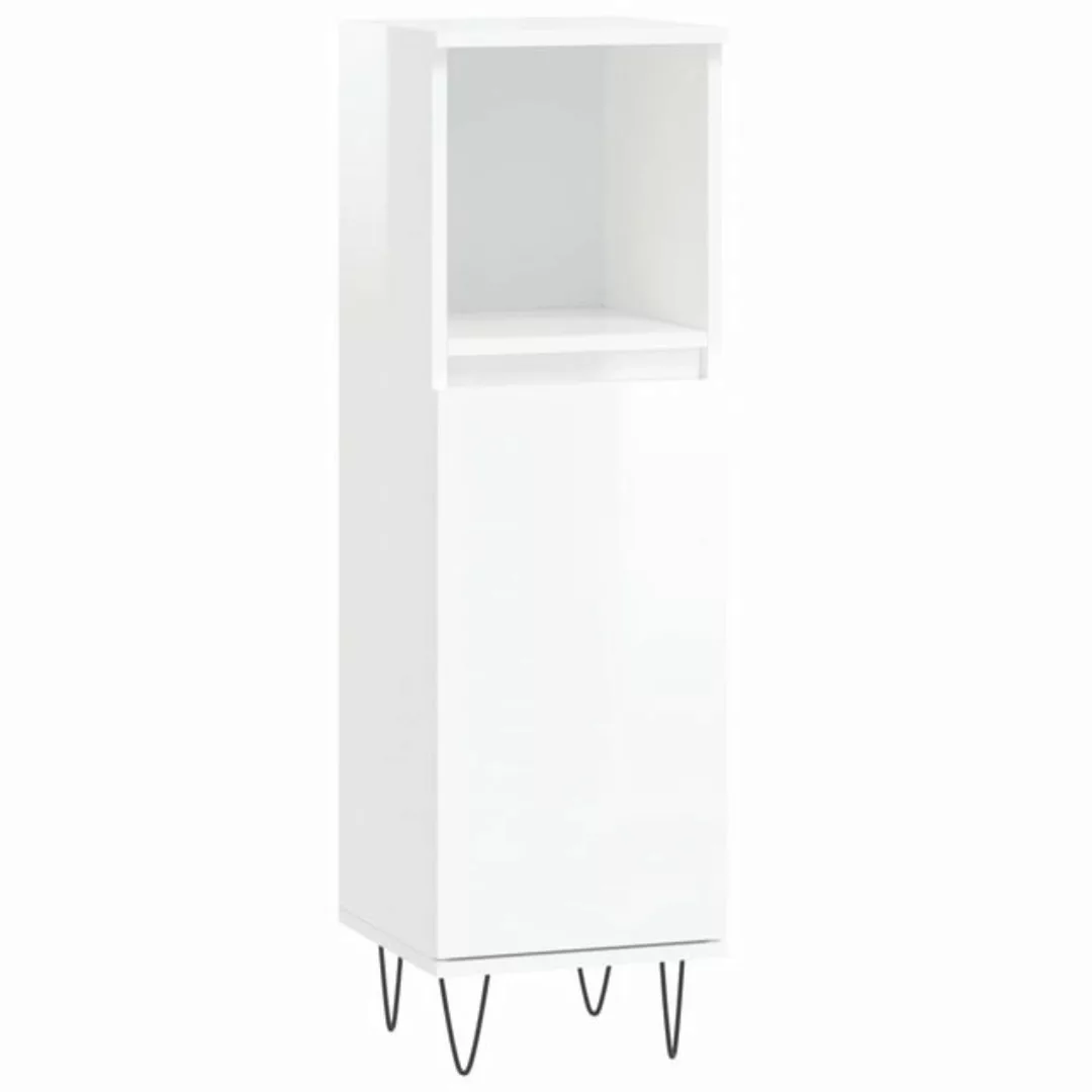 vidaXL Badezimmerspiegelschrank Badschrank Hochglanz-Weiß 30x30x100 cm Holz günstig online kaufen