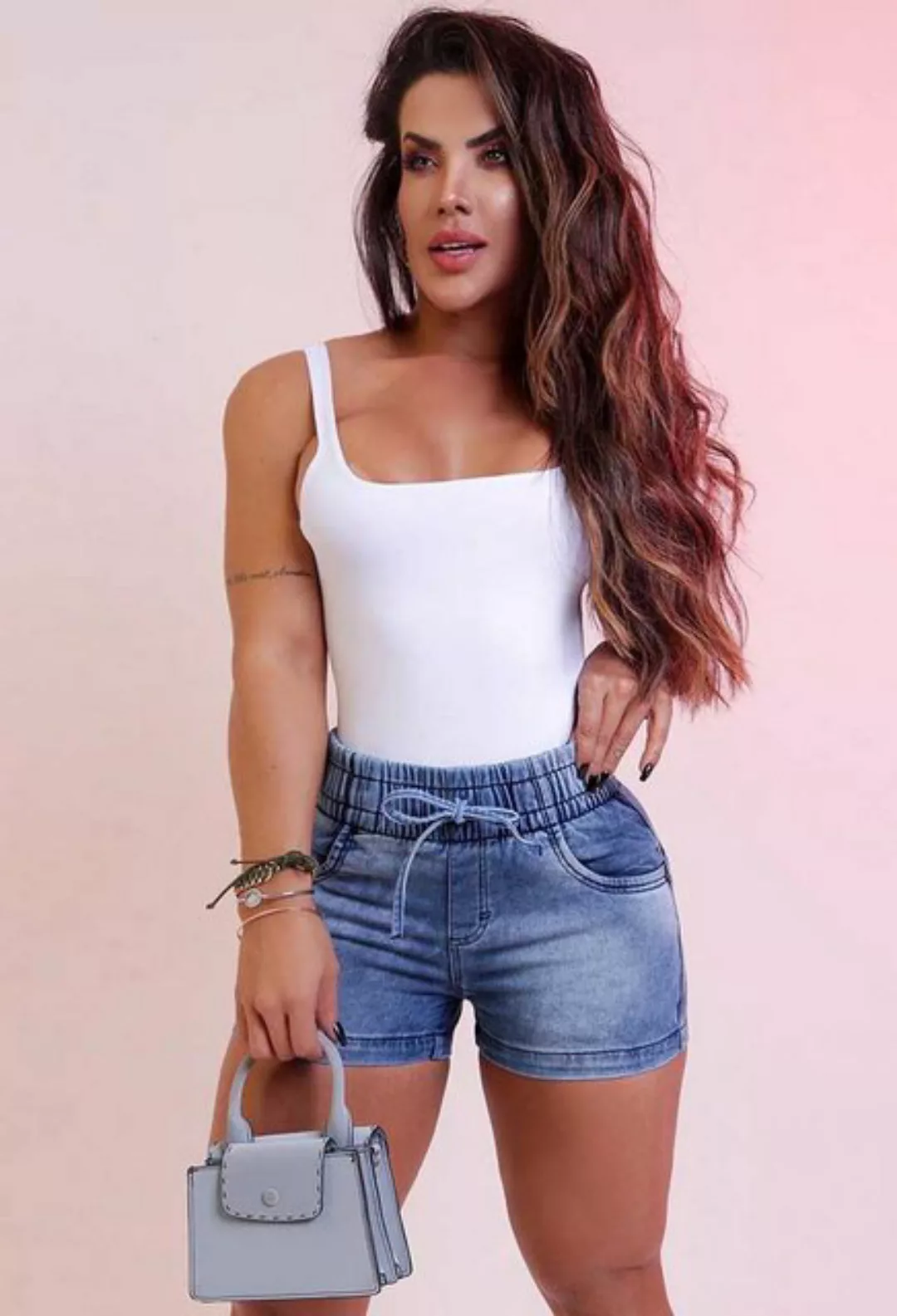 SEGUEN Jeansshorts Slim Fit Jeansshorts Damen Hohe Taille (Elastische Taill günstig online kaufen