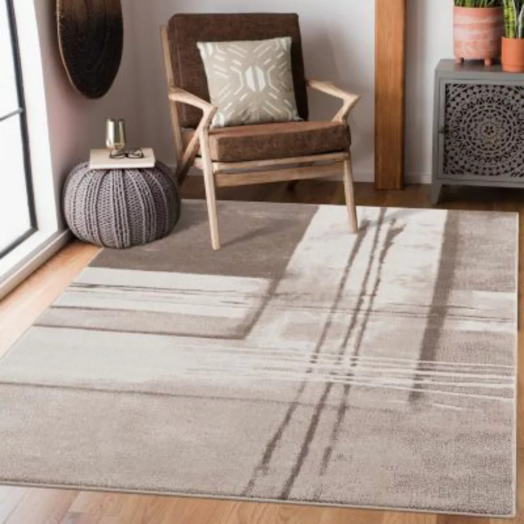 carpet city® Teppich Kurzflor Braun Beige - Modern, Abstrakt - Wohnzimmer, günstig online kaufen